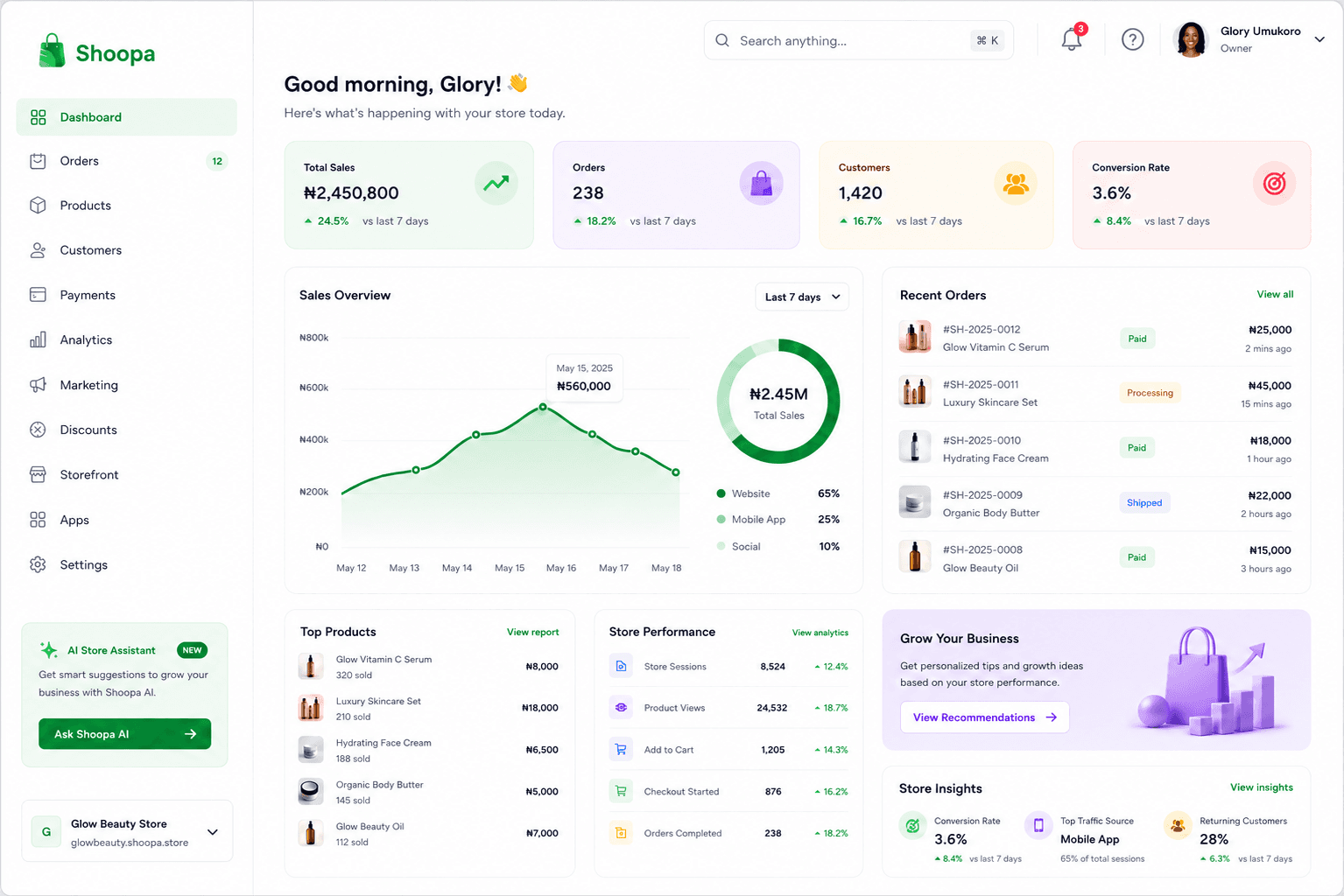 Shoopa Merchant Dashboard